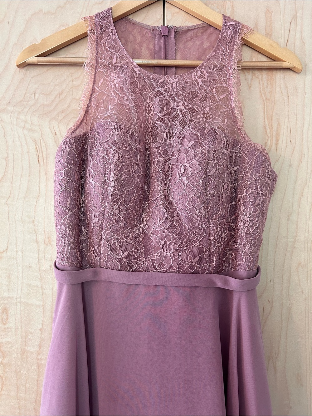 Azazie Mauve Lace Bodice Mini Dress